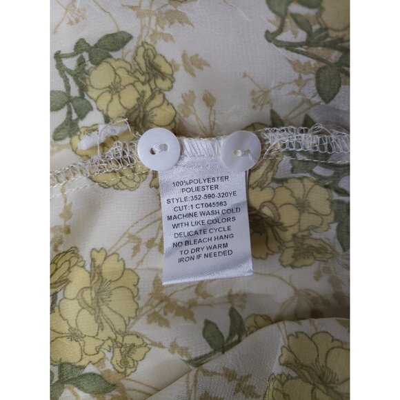 Roper Women Sz M Multicolor Floral Chiffon Sleeveless Blouse Button Front Ruffle - Picture 6 of 7